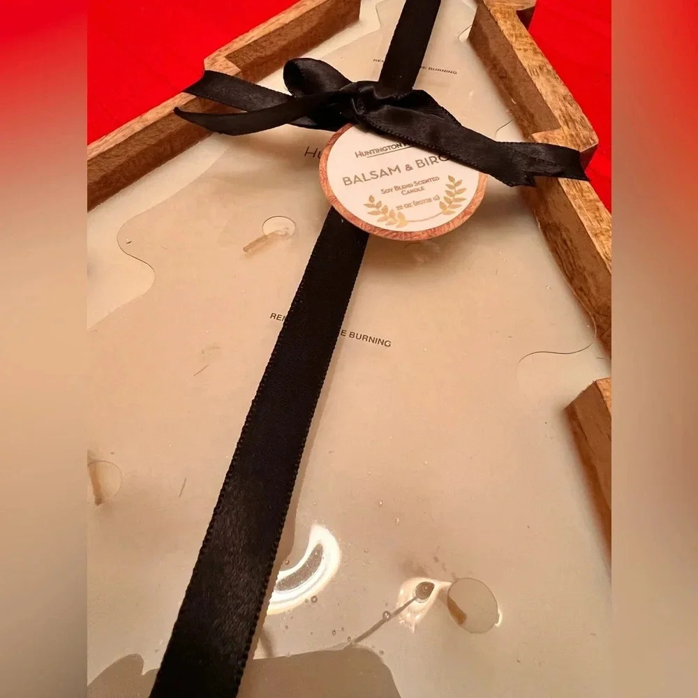 New! 2024 Viral Aldi Huntington Home 7 Wick Wooden Tree Candle Balsam &‎ Birch - Picture 6 of 7